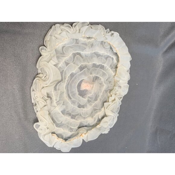 Vintage Womens Ivory Ruffled Sleeping Cap - Picture 6 of 14